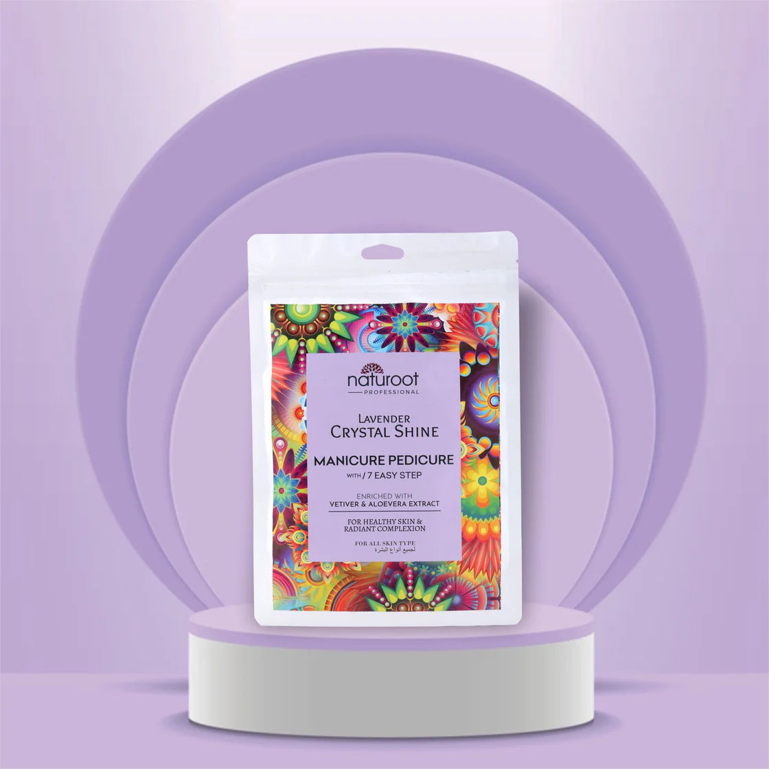 Lavender Crystal Shine Manicure Pedicure with Sparkling Gold Foot Salt
