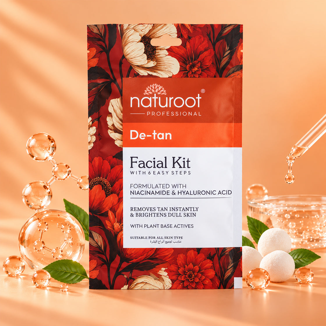 De-Tan Facial Kit With Orange & Aloe Vera For Tan Removal & Brighter Skin