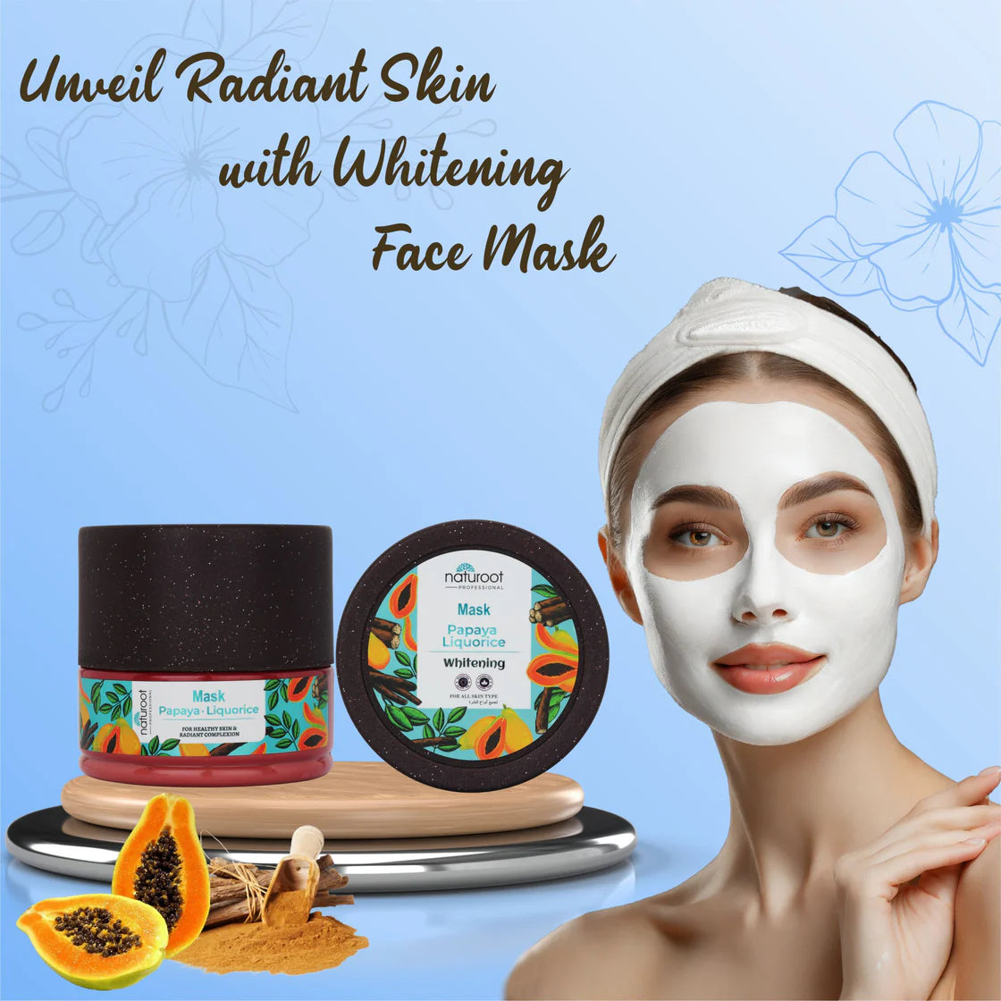 Whitening Glow Massage Cream with Scrub, Gel and Mask