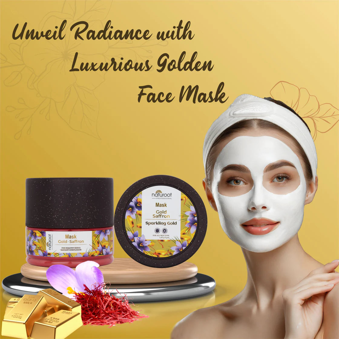 Sparkling Gold Massage Cream with Scrub, Gel and Mask