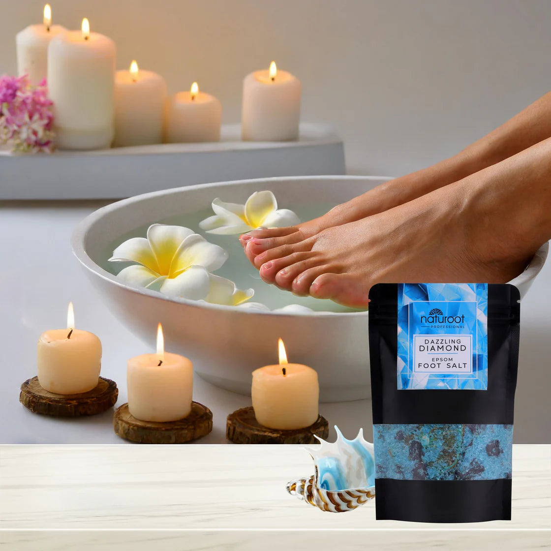 Lavender Crystal Shine Manicure Pedicure with Dazzling Diamond Foot Salt