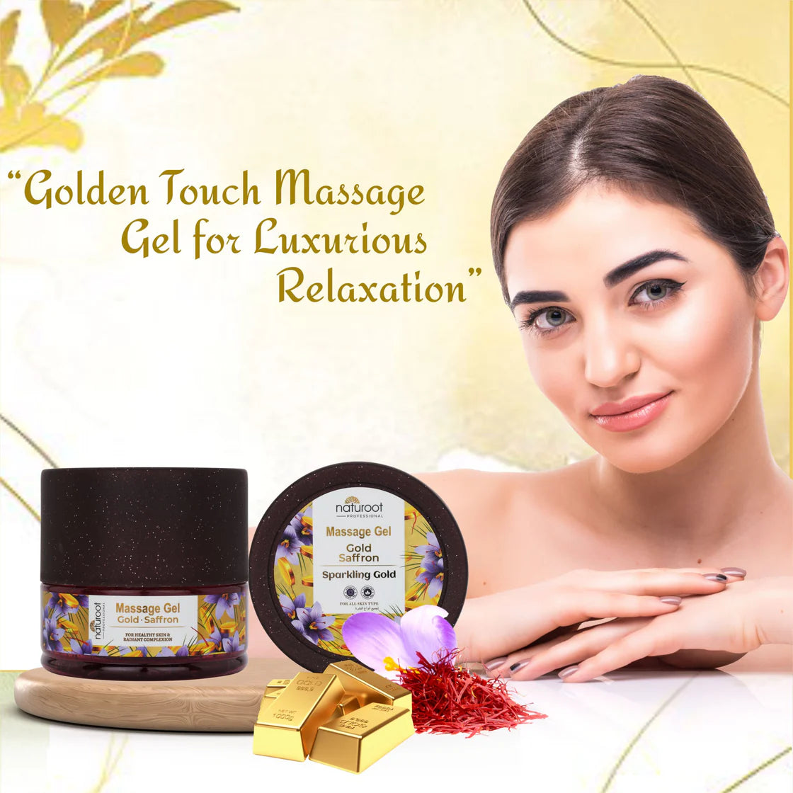 Sparkling Gold Massage Cream with Scrub, Gel and Mask