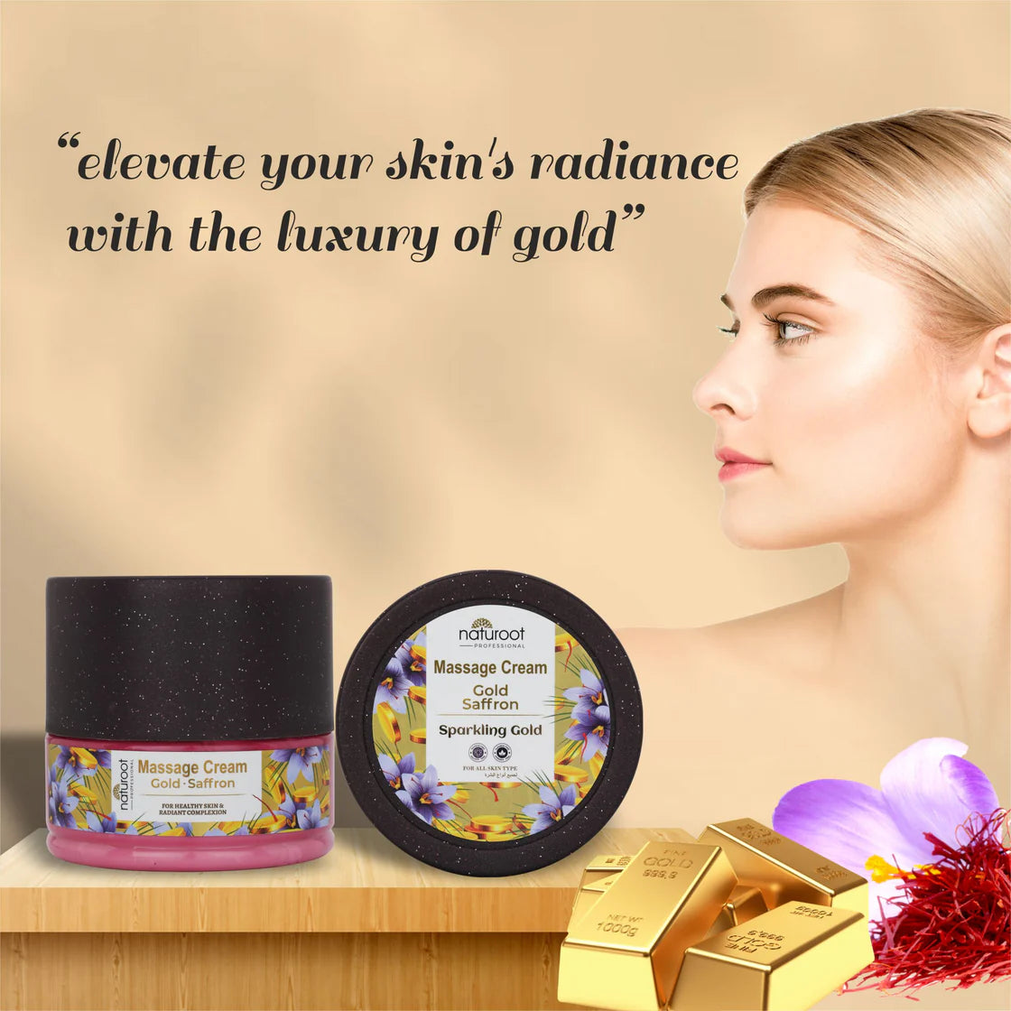 Sparkling Gold Massage Cream with Floral Cleansing Lotion