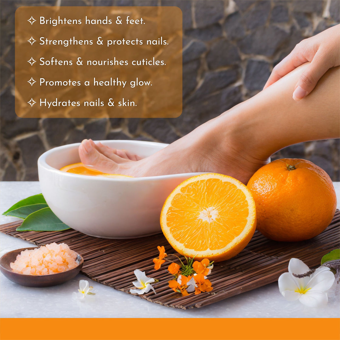 Tangy Orange Crystal Shine Manicure Pedicure with Anti-Tan Safe Sun Facial Kit
