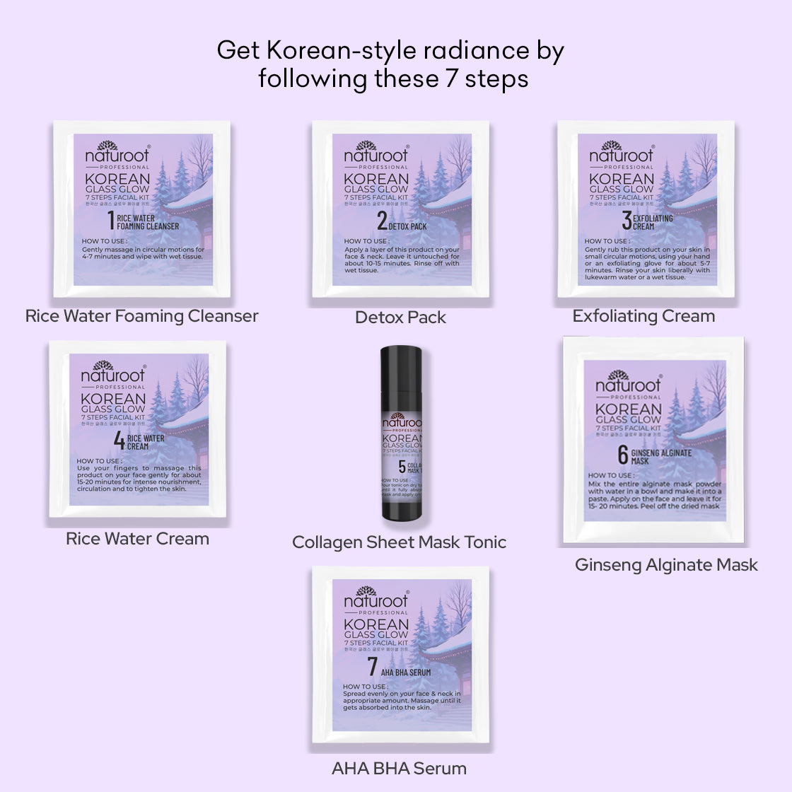 Naturoot Korean Glass Glow 7 Steps Facial Kit
