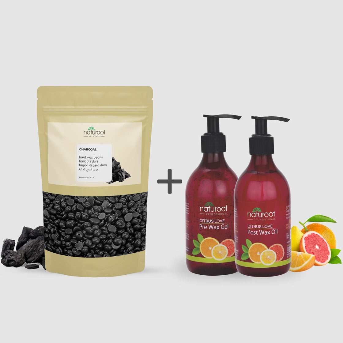 Charcoal Hard Wax Bean with Pre Wax Gel and Post Wax Oil