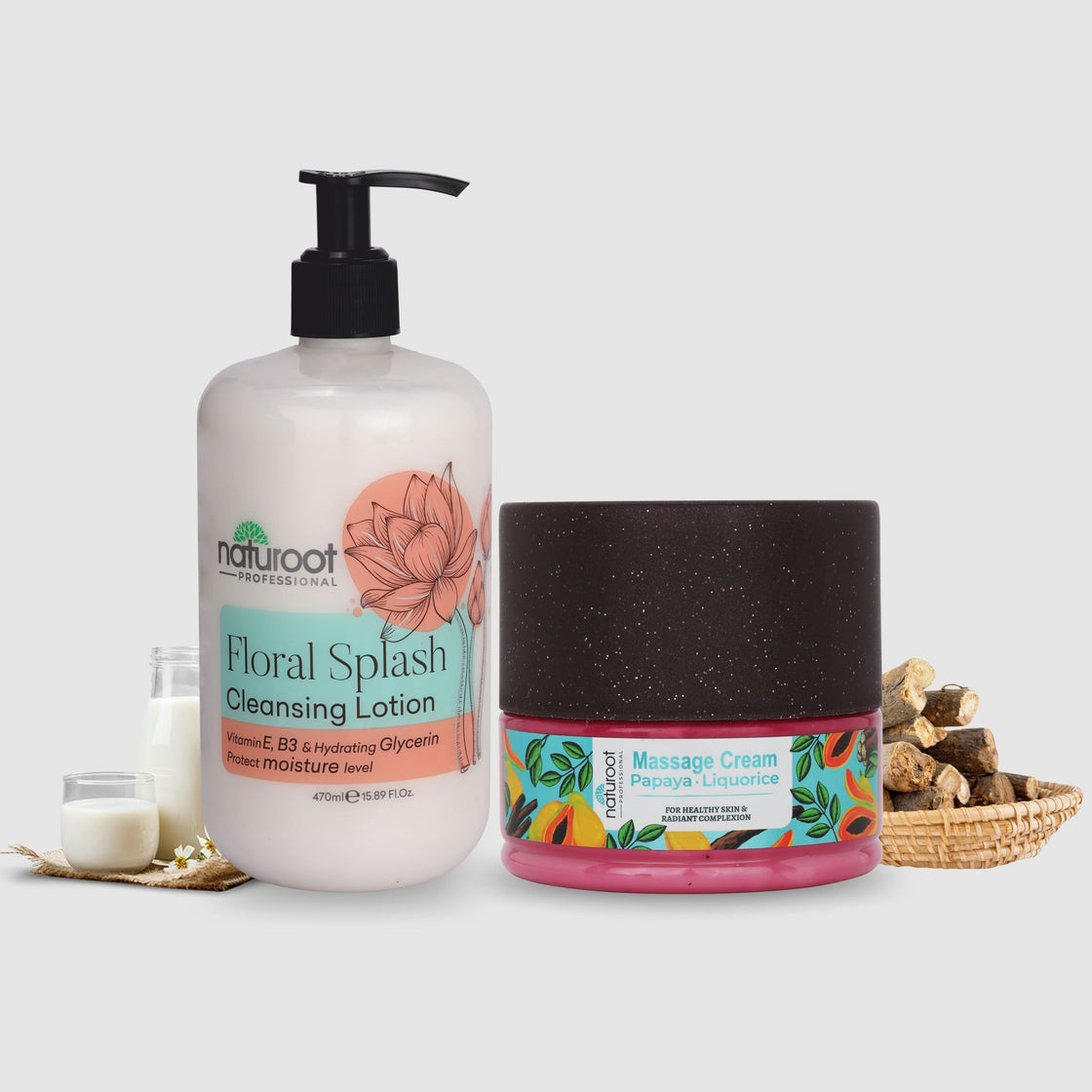 Whitening Glow Massage Cream with Floral Cleansing Lotion
