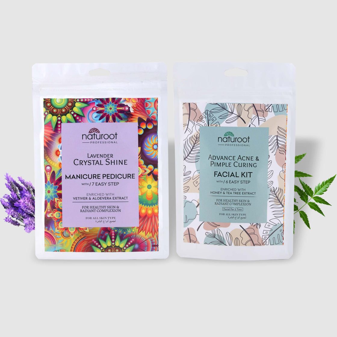 Lavender Crystal Shine Manicure Pedicure with Advance Acne & Pimple Curing Facial Kit