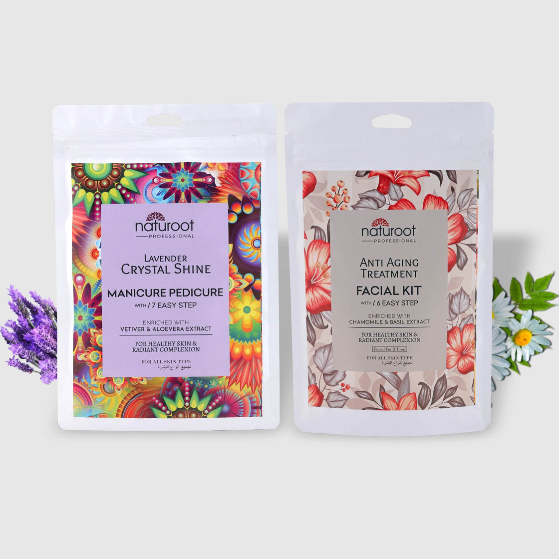 Lavender Crystal Shine Manicure Pedicure with Anti Aging Treatment Facial Kit