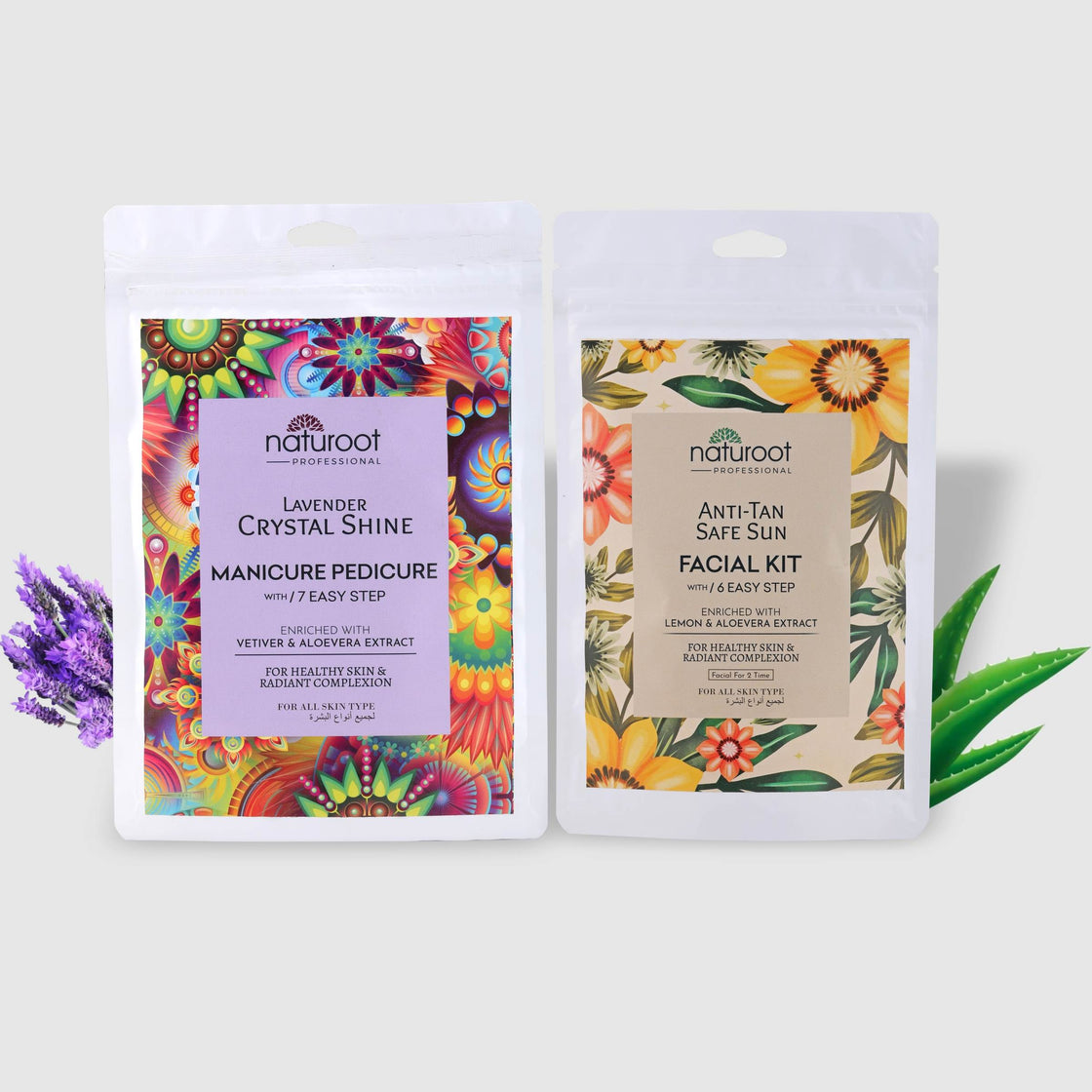 Lavender Crystal Shine Manicure Pedicure with Anti-Tan Safe Sun Facial Kit