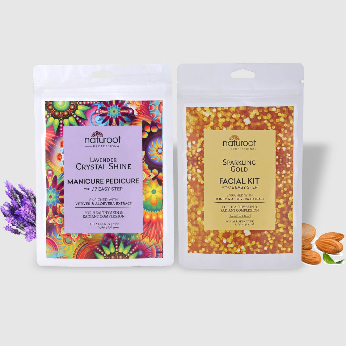 Lavender Crystal Shine Manicure Pedicure with Sparkling Gold Facial Kit