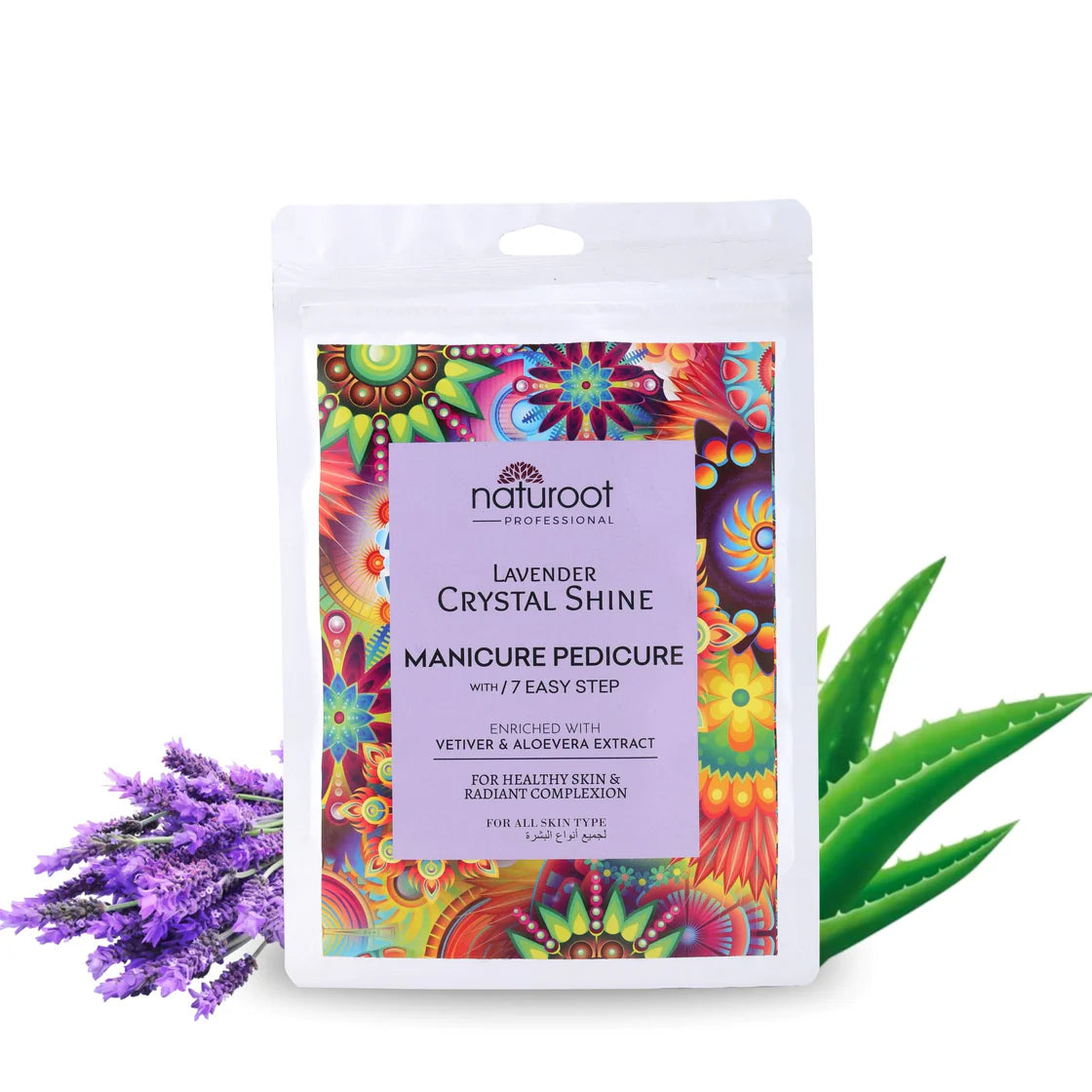 Lavender Crystal Shine Manicure Pedicure with Sparkling Gold Foot Salt