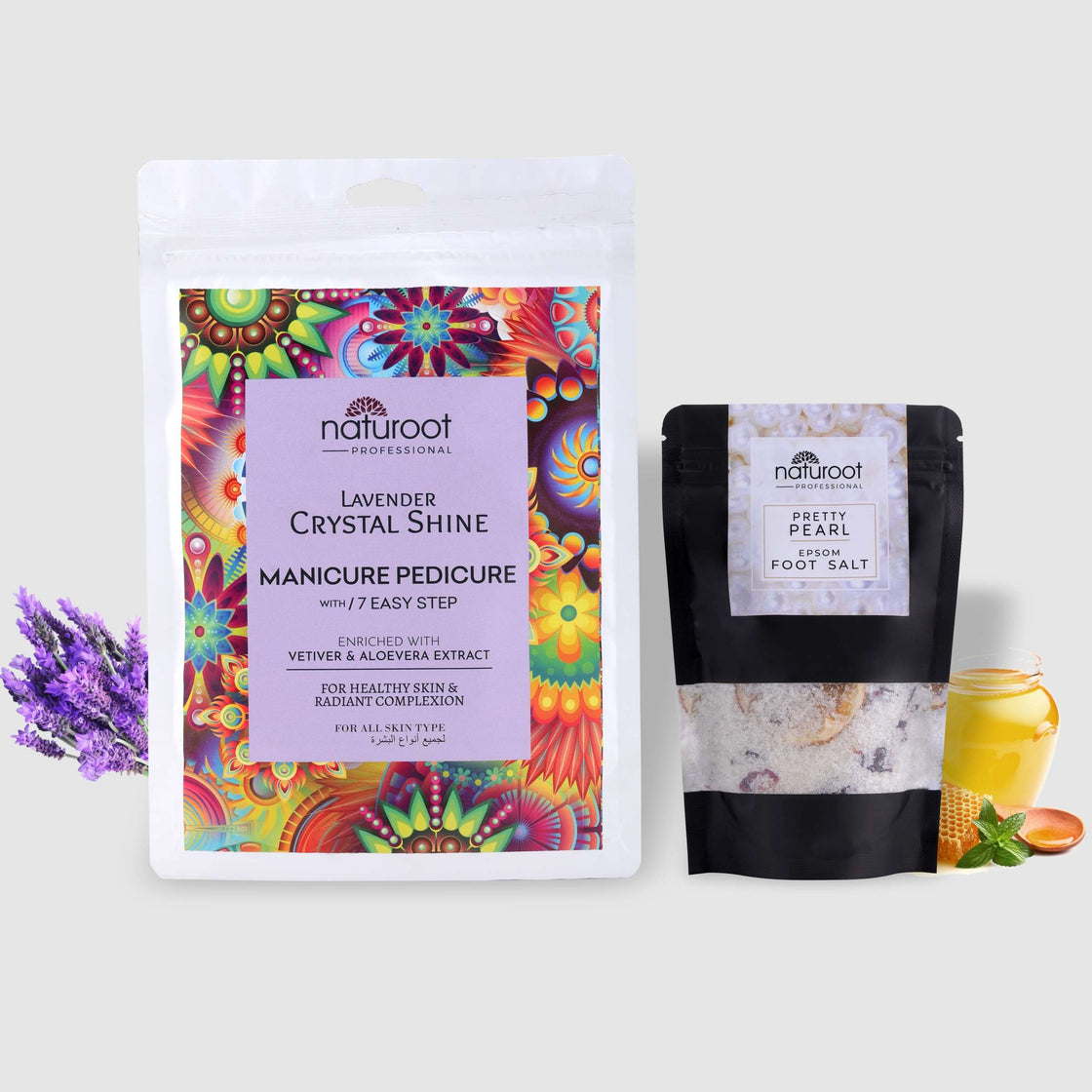 Lavender Crystal Shine Manicure Pedicure with Pretty Pearl Foot Salt