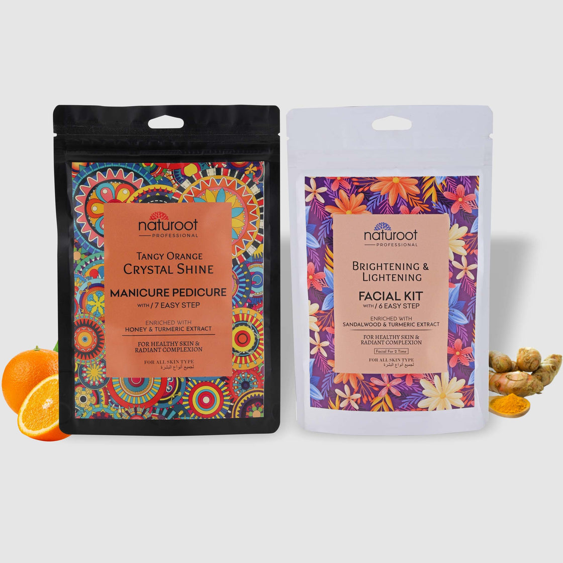 Tangy Orange Crystal Shine Manicure Pedicure with Brightening & Lightening Facial Kit