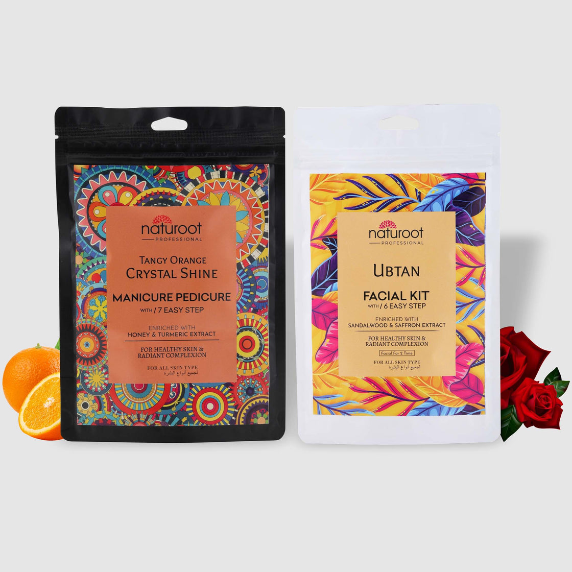 Tangy Orange Crystal Shine Manicure Pedicure with Ubtan Facial Kit