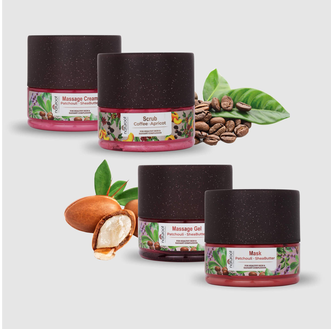 Soothing Shea Massage Cream with Luscious Apricot Scrub, Gel and Mask